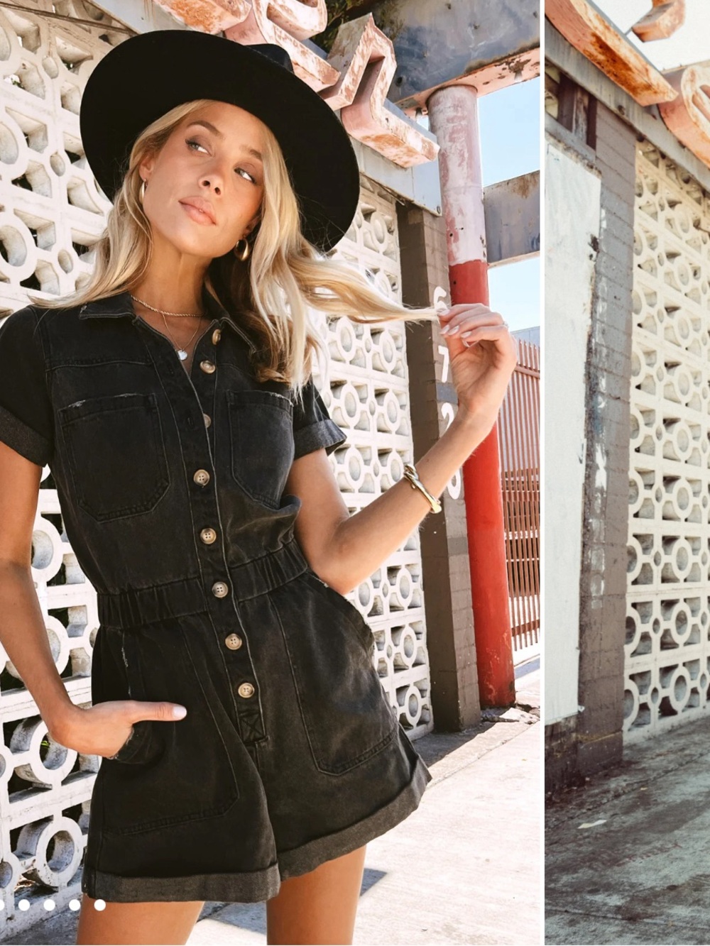 Show Me Your MuMu Black Short Sleeve Button Romper